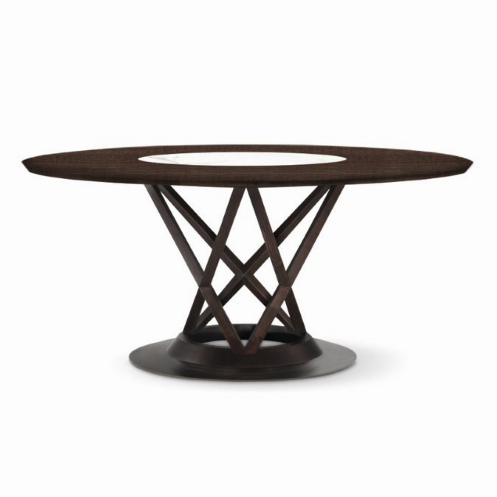 Mandarin Table with Lazy Susan. Top available in ashwood painted open pore and in marble. Lazy Susan Ø 86 for table Ø 180, and Ø 106 for table Ø 200, available in ashwood and marble. Possible combinations: Ashwood top + ashwood Lazy Susan /Ashwood top + marble Lazy Susan/ Marble top + marble Lazy Susan.