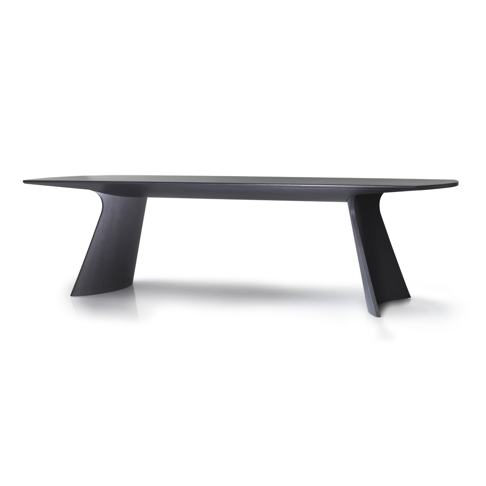 Minimal and elegant table with threedimentional shape. Structure and top in ashwood painted open pore.